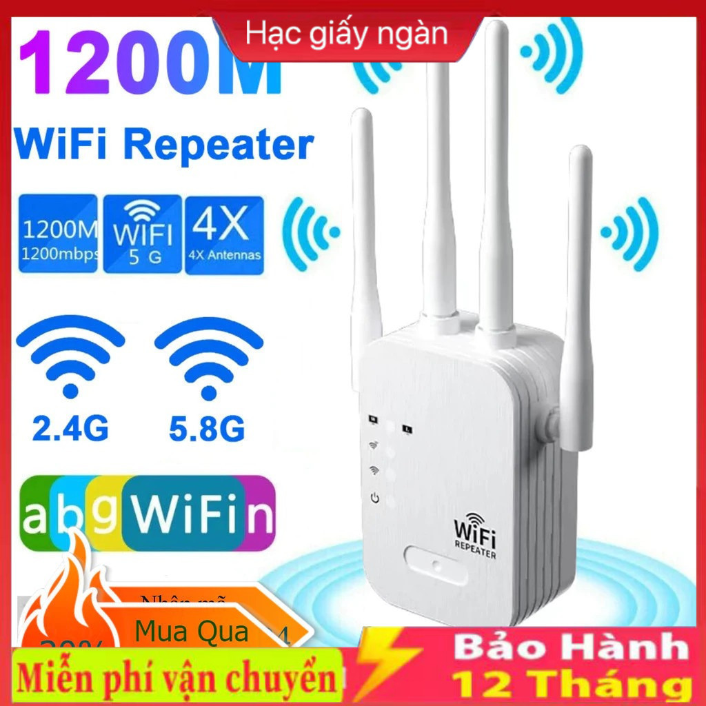 【Giao hàng 24H】Kích wifi 6 râu 5G công suất 1200Mbps 2.4G 300Mbps Mở rộng sóng router phát wifi xuyên tường mạnh | BigBuy360 - bigbuy360.vn