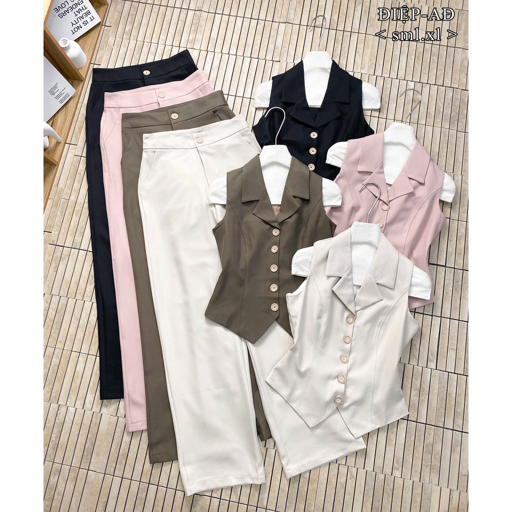 Set vest cor vest & quần suông công sở – chất vải cao cấp (1531)