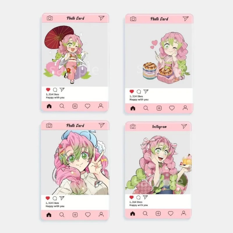 Card Acrylic Kimetsu no Yaiba Demon Slayer Luyến Trụ Mitsuri Kanroji Thẻ Bo Góc Anime Trang Trí Chụp