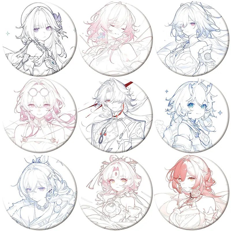 Huy hiệu Honkai Star Rail 58mm Pin cài áo Badge anime game Jing Yuan March 7th Firefly Robin Fu Xuan