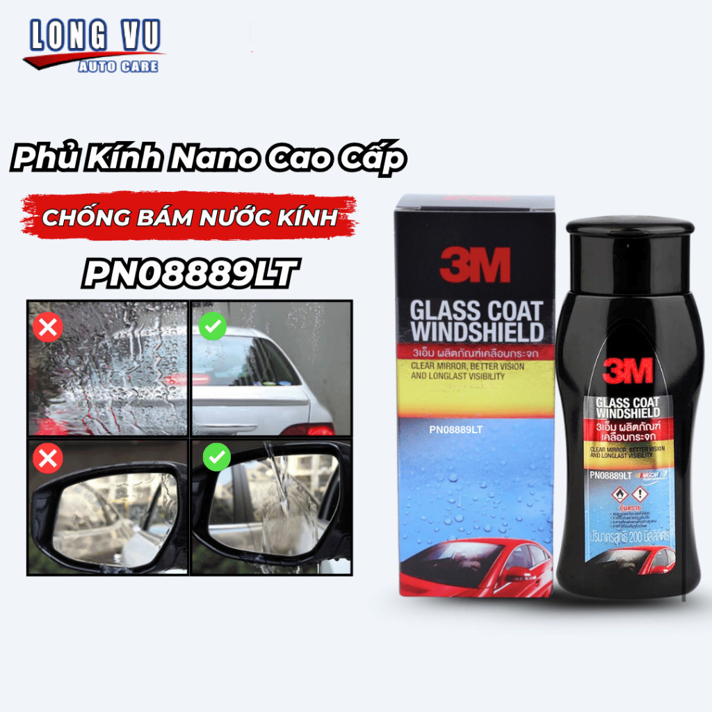 Chai chống bám nước trên kính xe 3M Glass Coat Windshield 08889 LT 200ml Phủ Nano chống bám nước