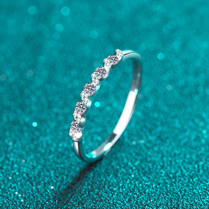 [Có chứng nhận GRA] Nhẫn bạc nữ S925 của Amy dành cho nữ Nhẫn Moissanite Nhẫn gợn nước Nhẫn Moissani