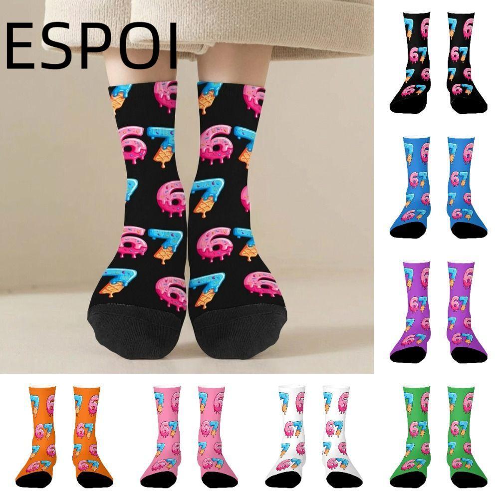 ESPOI 67 Meme Crew Tất Dài, Cotton Hoạt Hình 67 Meme Kem Tất, Ngộ nghĩnh Ấm Nhẹ Thoáng Khí Sáng Tạo 