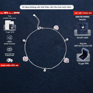 Lắc chân bạc nơ hồng Daisy Asimi, vòng chân bạc Ý S925 dịu dàng trong veo Daisy Róse LC14