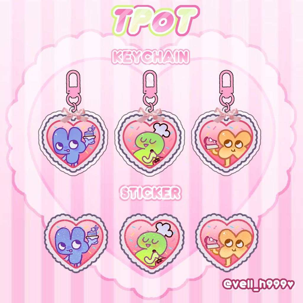 Fanmerch Object show | Tpot (Gantungan kunci dan sticker)