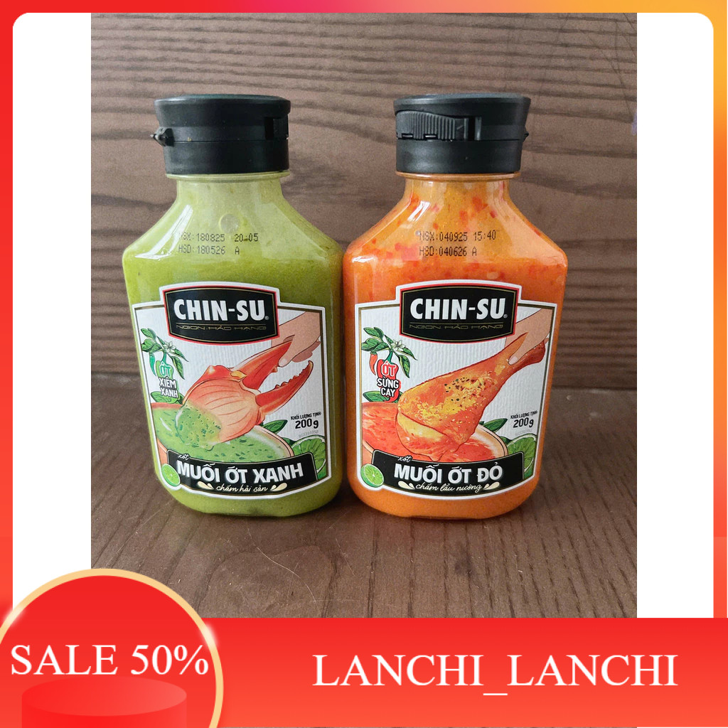 Xốt Muối Chấm Ớt Xanh / Ớt Đỏ Chinsu 200g