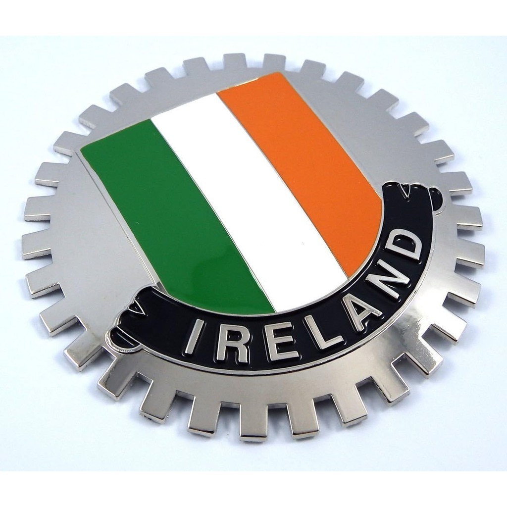 Huy hiệu lưới tản nhiệt Ireland cho ô tô Xe tải Grill Mount Cờ Ireland Mạ Chrome kim loại