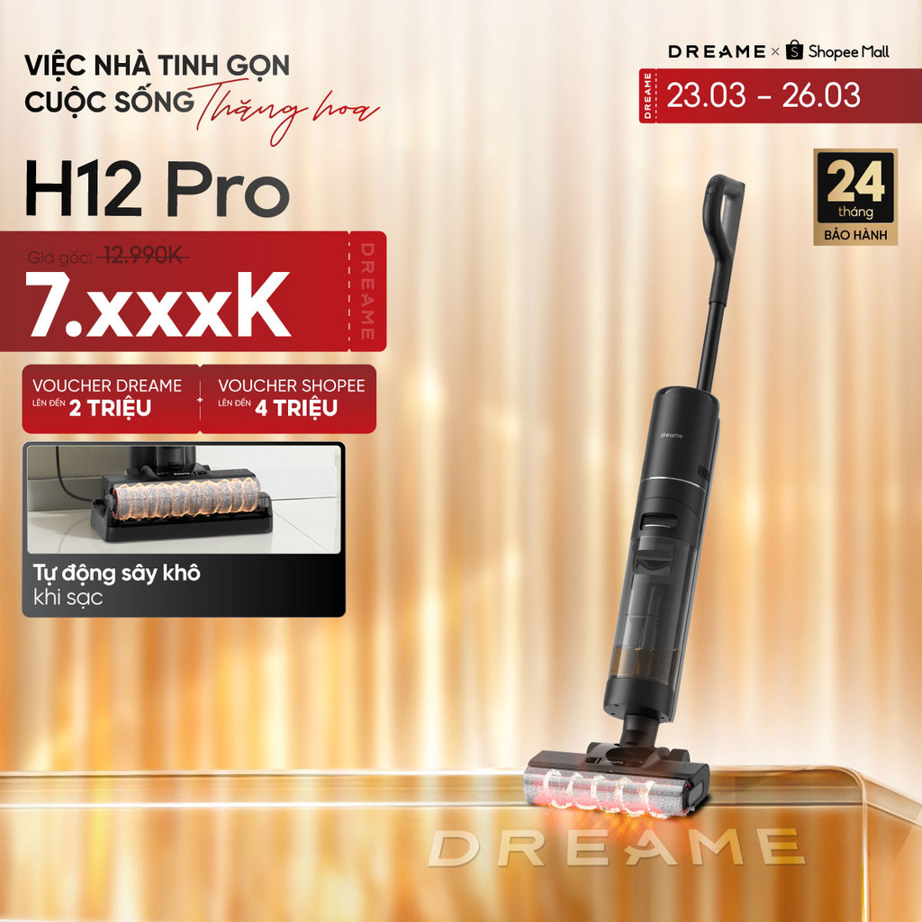 Dreame H12 Pro / H12 FlexReach/ H12 GT Máy hút bụi lau sàn không dây | cuộn lăn tràn viền 2 cạnh | B