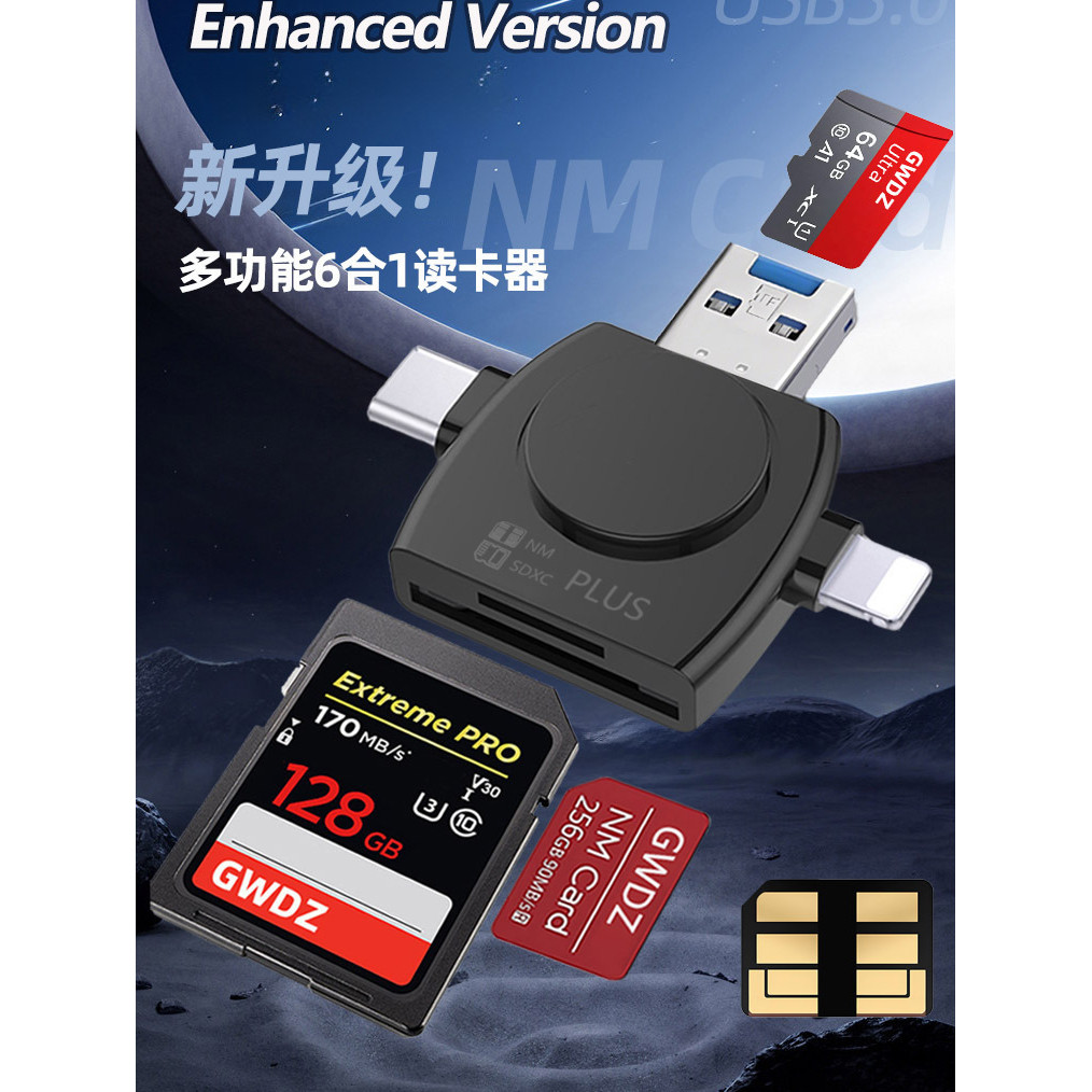 Đầu đọc thẻ NM Thích hợp cho thẻ nhớ Huawei Camera SD / TF Bộ chuyển đổi USB typec Android Apple iph