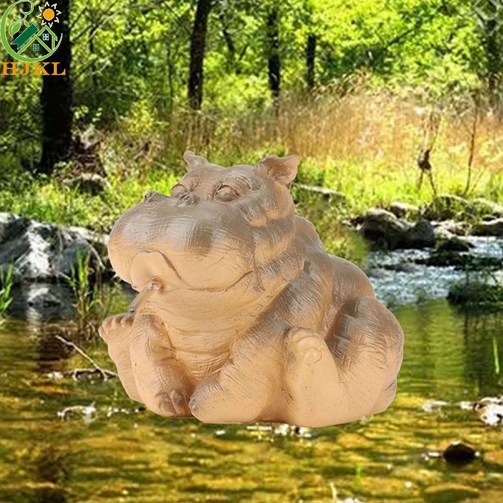 HJKL Hippo Pond Spritter Tượng, Mô Phỏng Dễ Thương Hippo Vườn Tượng, Hippo Trang Trí Thực Tế Nhựa Độ