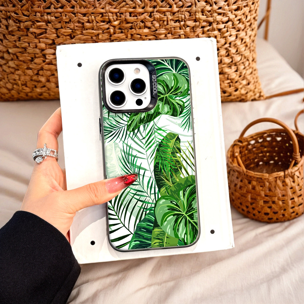 Ốp Lưng Iphone Phim hoạt hình thời trang Cho Iphone 7 xs xr 11 12 13 14 15 16 Pro Max Plus palm leav