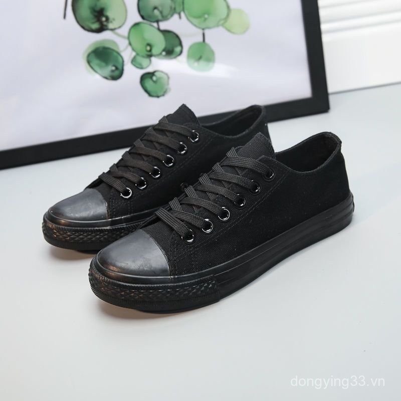 Mới Thường Ngày Phù Hợp Với Tất Cả Màu Đen Giày Vải Nam Phiên Bản Hàn Quốc Hợp Thời Trang Velcro Fla