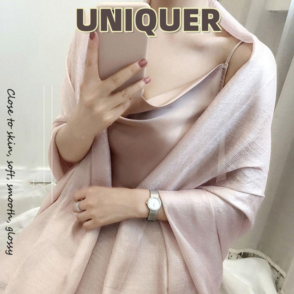 Khăn quàng cổ nữ UNIIS, vải lanh 180x85cm chống nắng, style foulard plus size phù hợp hijab