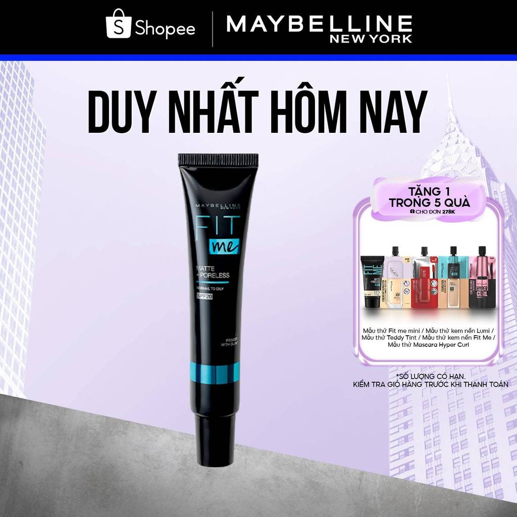 Kem Lót Kiềm Dầu Ngăn Xuống Tông SPF 20 Fit Me Primer Matte+Poreless Maybelline New York 30ml