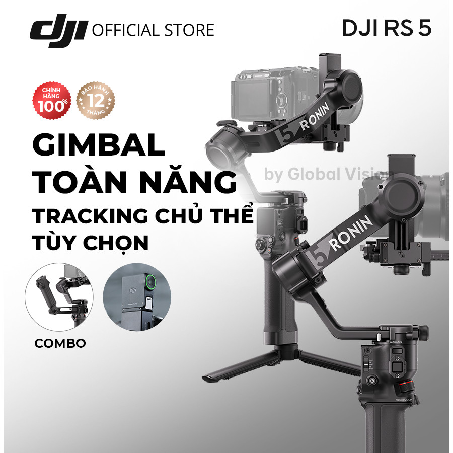 Gimbal máy ảnh DJI RS 5 chống rung cho camera DSLR và Mirrorless nâng cấp theo dõi thông minh, sạc s
