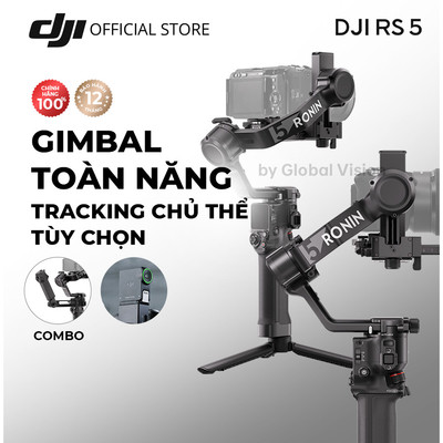 Gimbal máy ảnh DJI RS 5 chống rung cho camera DSLR và Mirrorless nâng cấp theo dõi thông minh, sạc siêu tốc (DJI RS 5)