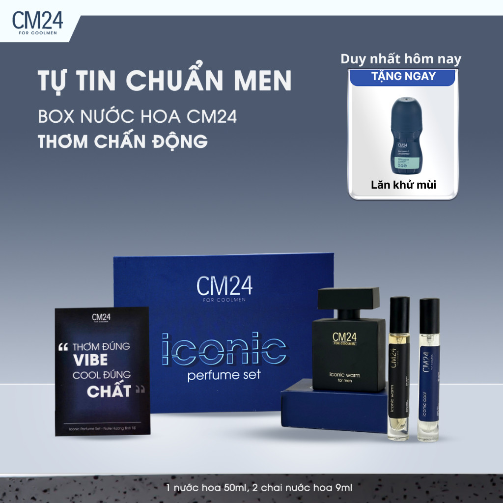 Combo Nước Hoa Nam Iconic Warm Perfume Set CM24 For Coolmen 68ml Bản Lĩnh Ấm Áp, Lôi Cuốn