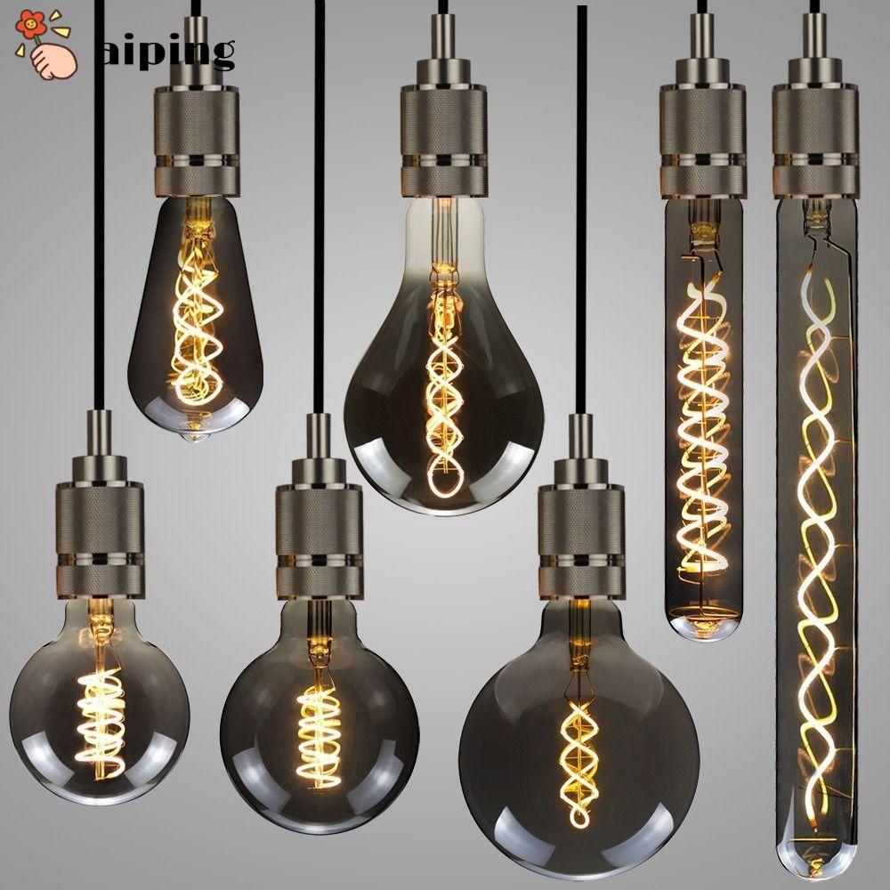 AIPING Dây Tóc, Dây Tóc Mạ Điện Màu Xám Vintage Retro Bóng Đèn, Nóng Cổ Sợi Quang Edison Đèn E27 220