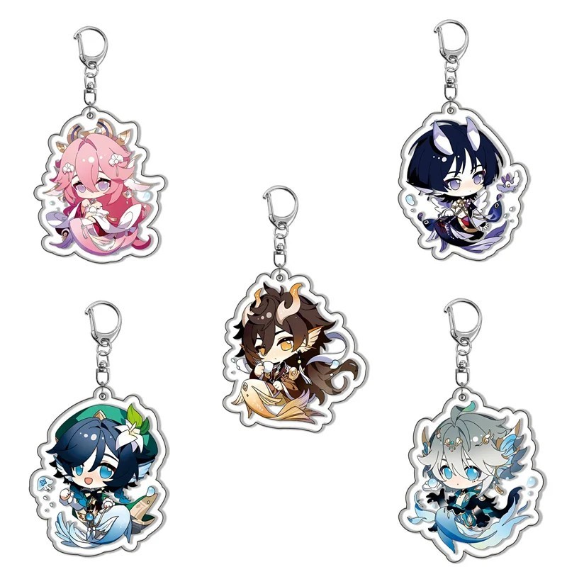 Móc khóa Genshin Impact Nahida Furina Neuvillette Ayaka Yae Miko Xiao Mica Acrylic Chibi treo balo q