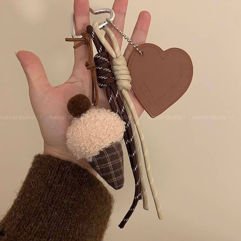 Cute Ins Love Pendant Plush Alkaline Water Miu Korean Climbing Rope Bag Ornaments Keychain Decoratio
