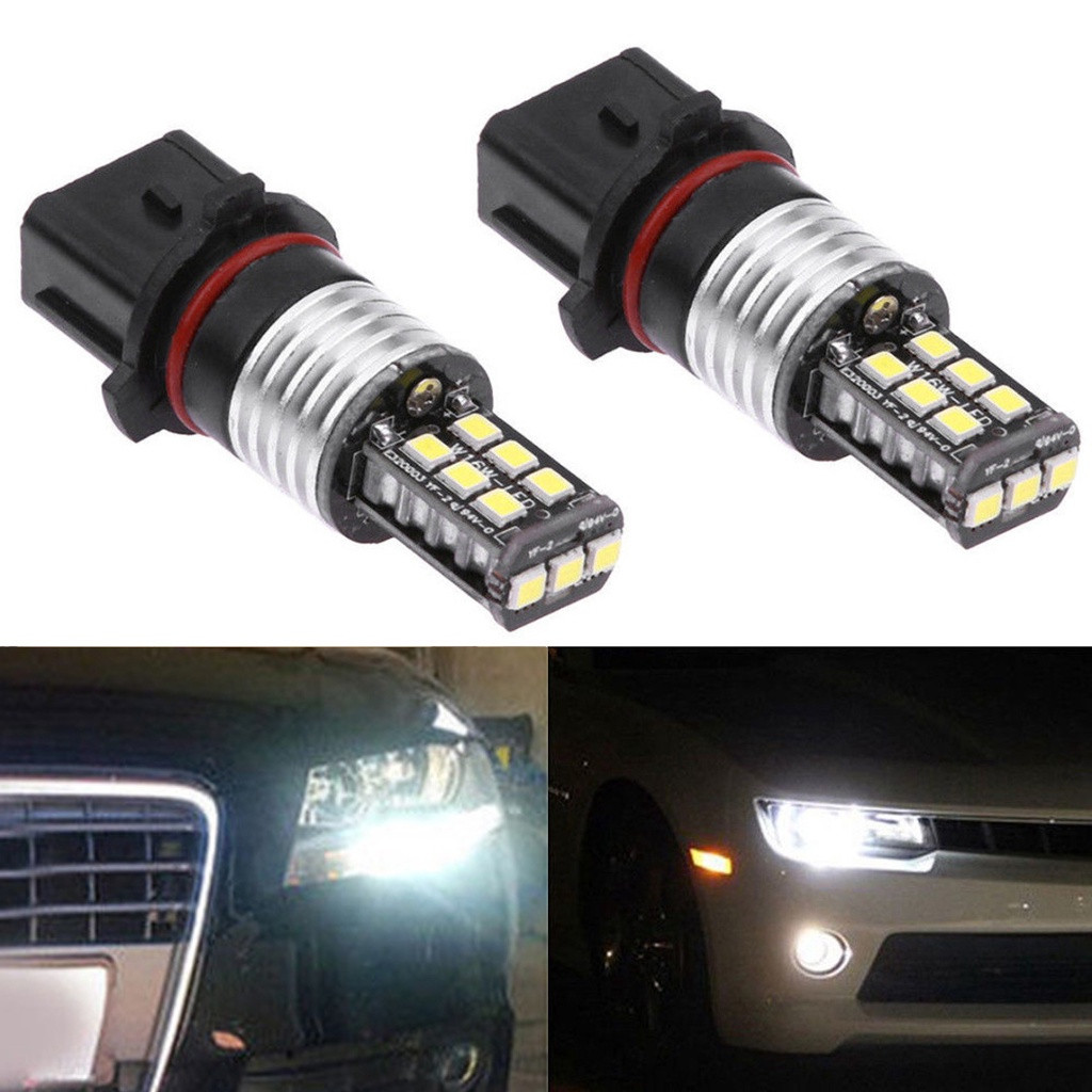 2 Chiếc P13W 2835 15LED Đèn Sương Mù Canbus Đèn Chạy Ban Ngày Bóng Đèn DRL