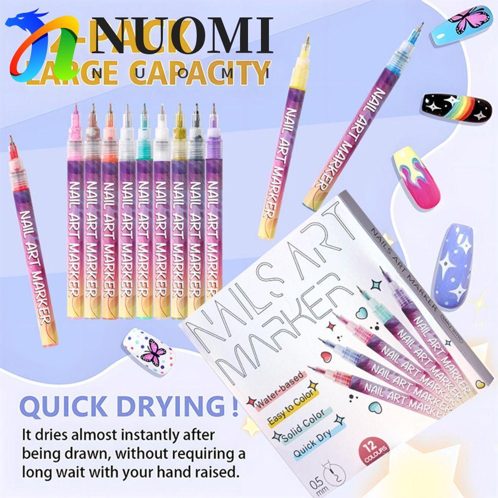 NUOMI 3D Nail Art Pens DIY Set, Trừu Tượng 0.5 / 0.7 MM Tip DIY Nail Art Nail Marker, Dòng Đơn Giản 