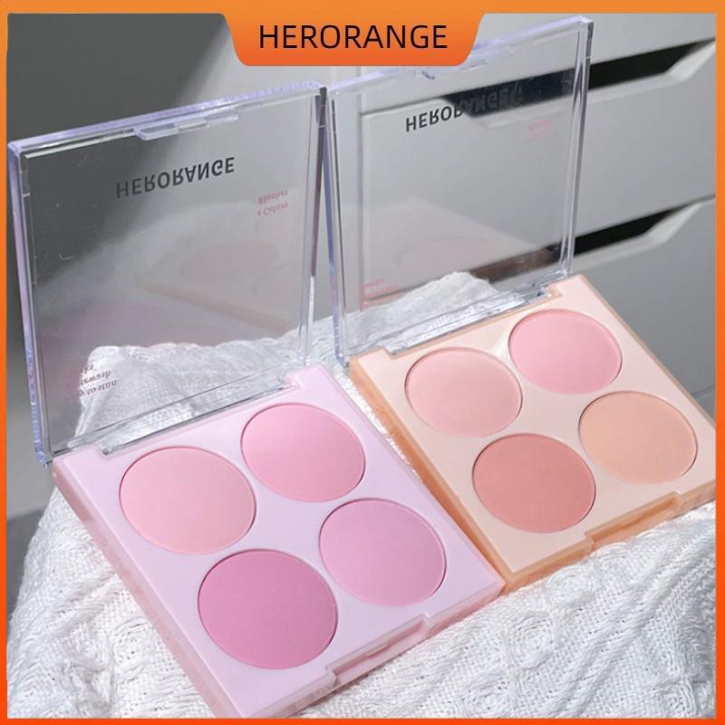 HerOrange Bộ trang điểm mặt phấn má hồng 4 màu Hỗn hợp màu sắc ấm áp Matte Cheek Powder Facial Beaut