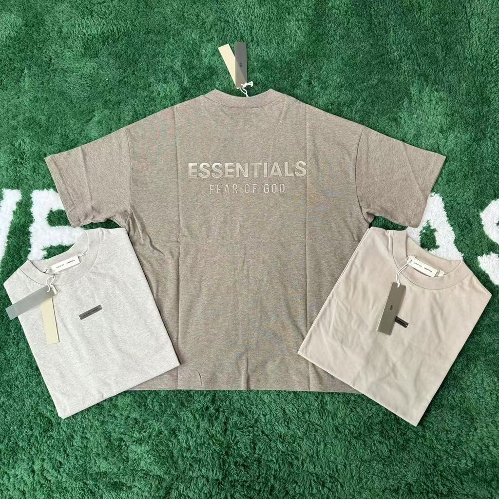 8GF4 FEAROFGODFOGESSENTIALS Double Line25New style metal embossed letters unisex short sleeves T Shi