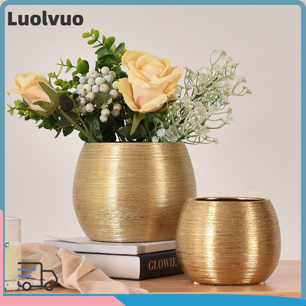 LUOLVUO Đồ trang trí phòng vàng Bình hoa gốm Morden