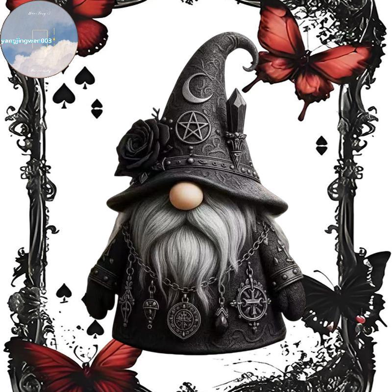 YANGWEN Gothic Wizard Gnome Figurine, Gothic Gnomes Collectible Fall Decor, Tượng phù thủy bằng nhựa