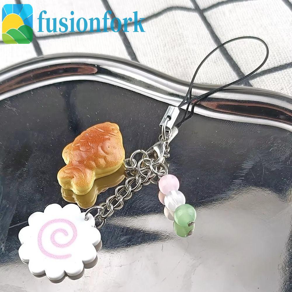 FUSIONFORK​ Móc Khóa Bánh Cá, Nhật Bản Mực Cuộn Thực Phẩm Taiyaki Mặt Dây Chuyền, Túi Dây Điện Thoại