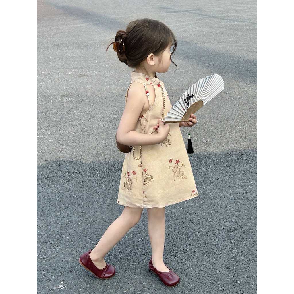 Váy sườn xám Trung Quốc cho bé gái Váy dây cổ điển Trung Quốc Váy sườn xám bé gái