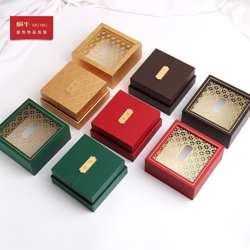 New Product#Traditional Gold Metal Jewelry Packaging Box Hollow Heritage Double-Opening Gift Box Jew