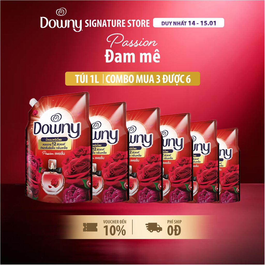 [DOWNY] Combo 6 Nước Xả DOWNY Đam Mê Túi 1L