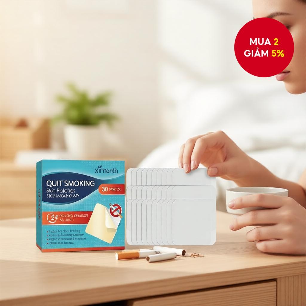 30 miếng dán cai thuốc 7mg, hỗ trợ chống thèm, dễ sử dụng, miếng dán nicotine hiệu quả.