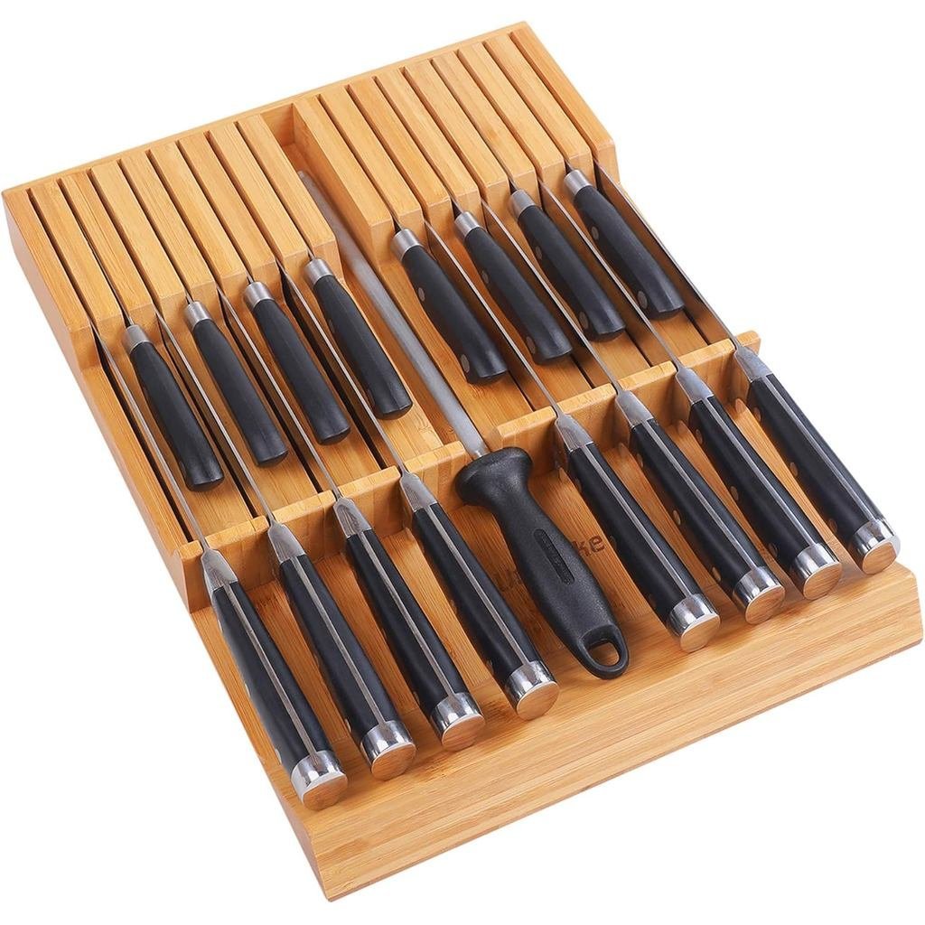 Utoplike In-Drawer Knife Block Tre Kitchen Knife Drawer Organizer Lớn, Tay cầm Giá đỡ dao bít tết kh