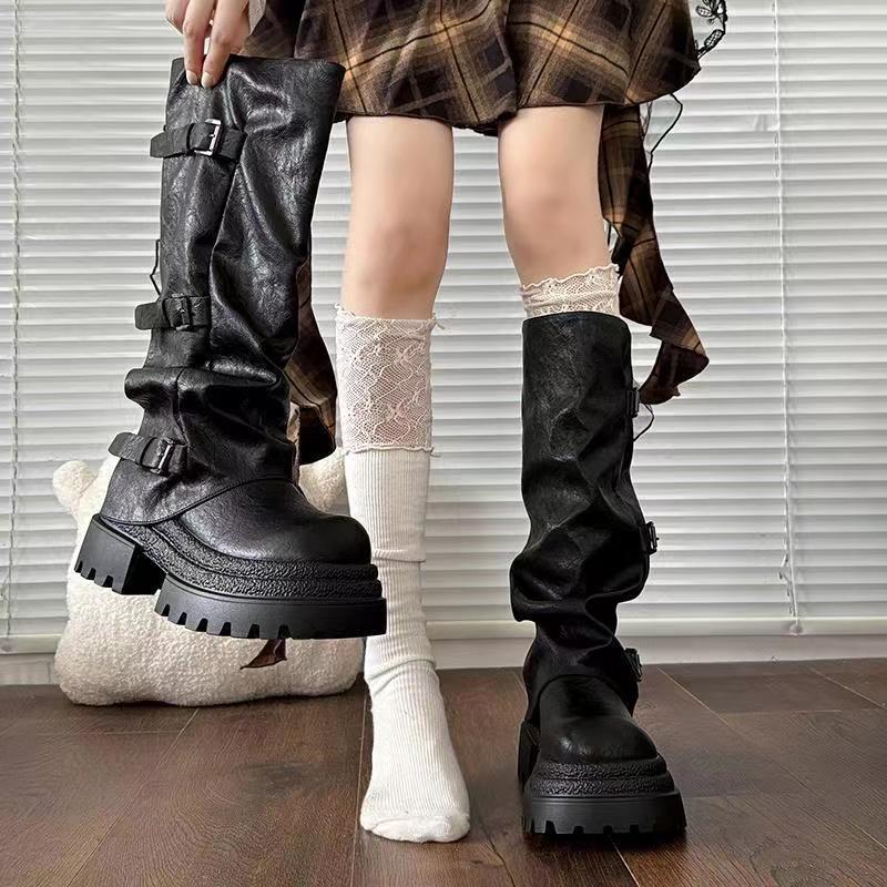 Giày Bốt Béo mm Dày-Leg Boots Rad Big Western Cowboy Boots Nữ Ống Giày Bốt Nữ Retro Mở Rộng Đùi Vòng