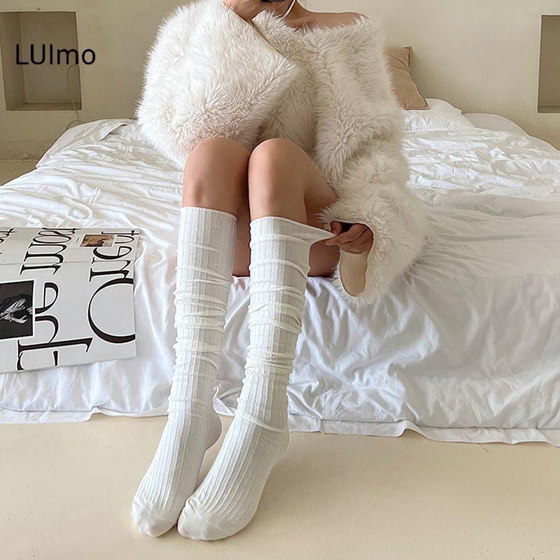 LUImo Boots Nam Giới Dệt Kim, Knee-High Skinny Casual Cotton
