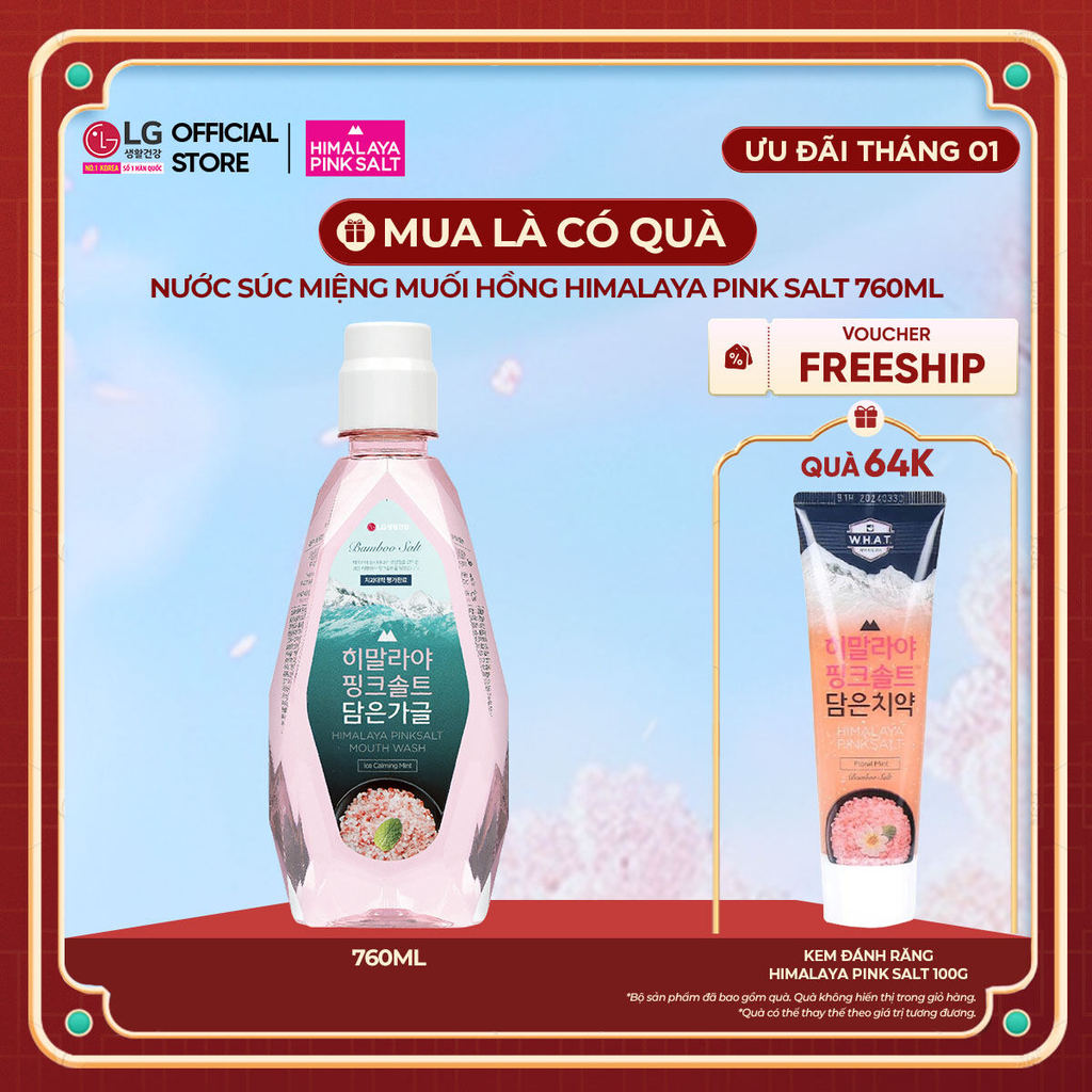 [LG Daily Beauty Official] Nước súc miệng muối hồng bạc hà Himalaya Pink Salt 760ml