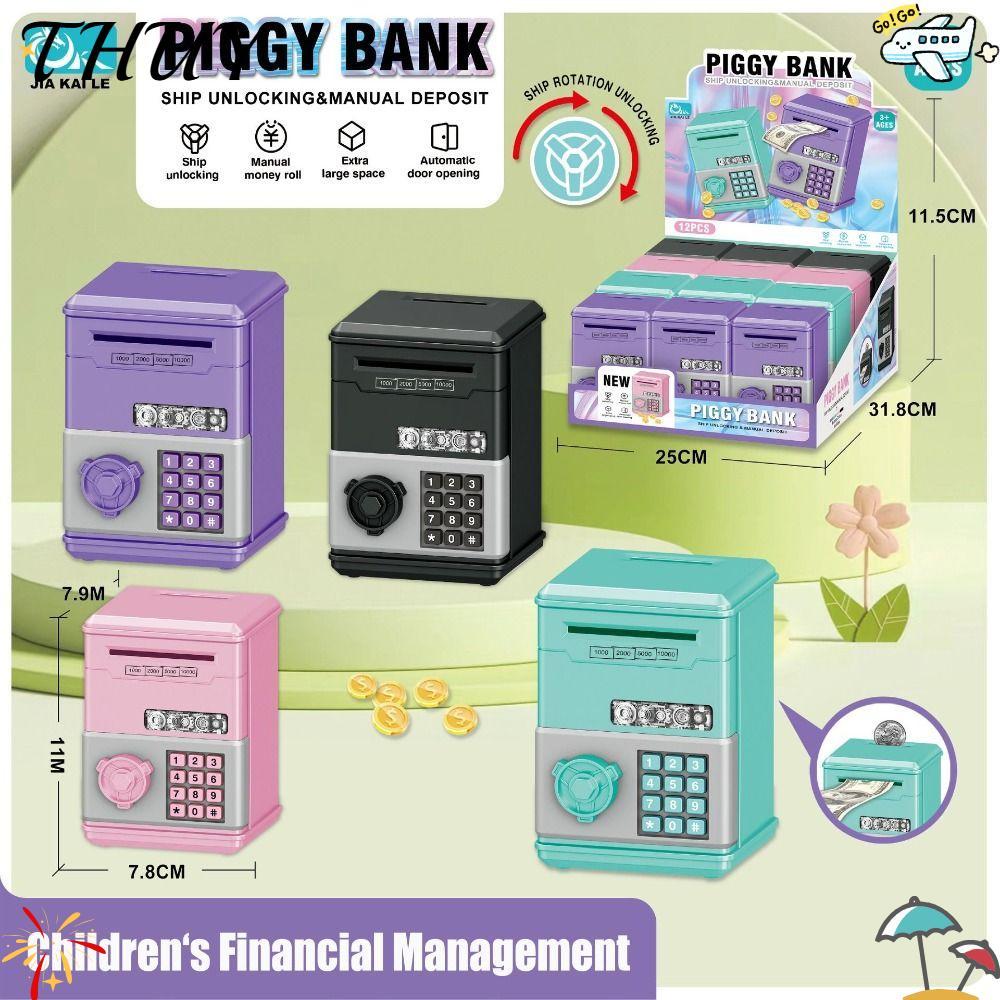 THUY Trẻ Em Heo Đất, Quà Tặng Trẻ Em Mini Hộp Tiền Tiết Kiệm Tiền, Mật Khẩu ATM Đồ Chơi Tiết Kiệm Tà
