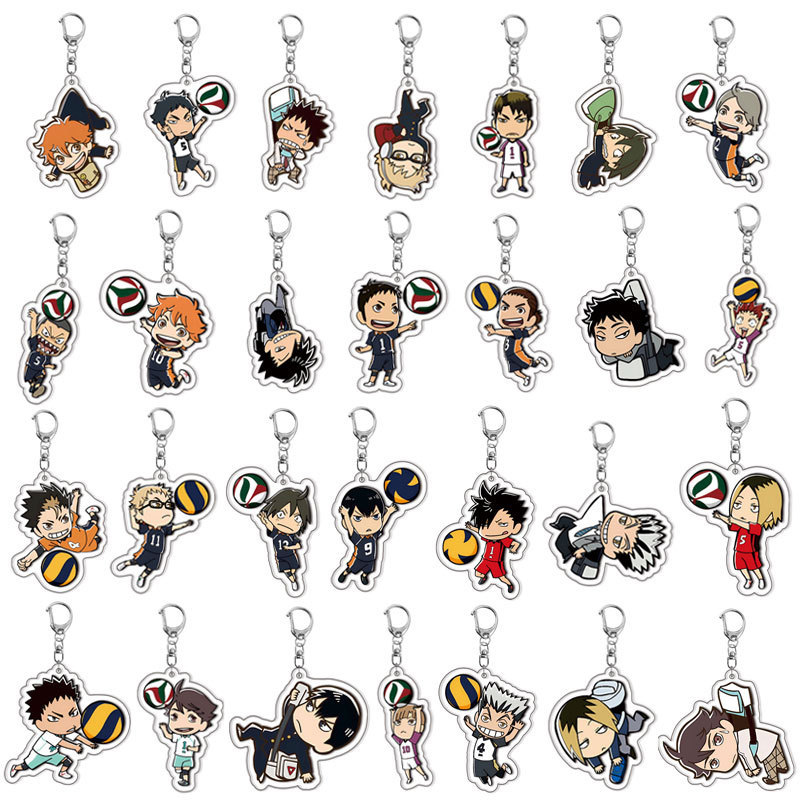 28 Styles Anime Haikyuu Acrylic Keychain Hinata Shoyo Tobio Kageyama Daichi Sawamura Cartoon Popular