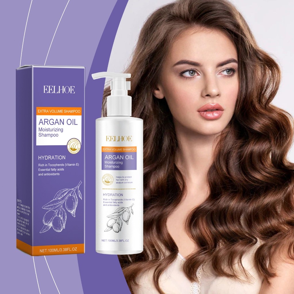 EELHOE Dầu gội tinh chất hạt argan Morocco làm tóc bồng bềnh, làm sạch sâu sợi tóc