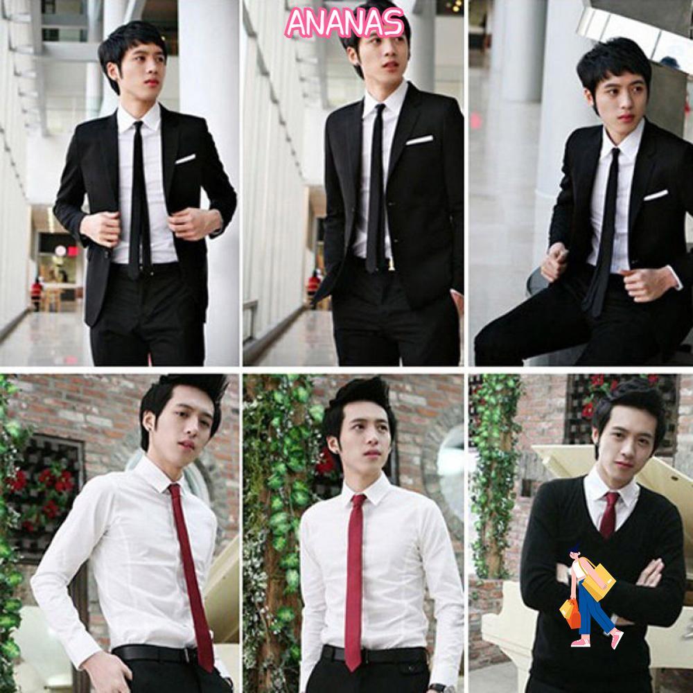 ANANAS Tie Slim Neck Skinny Plain Silk