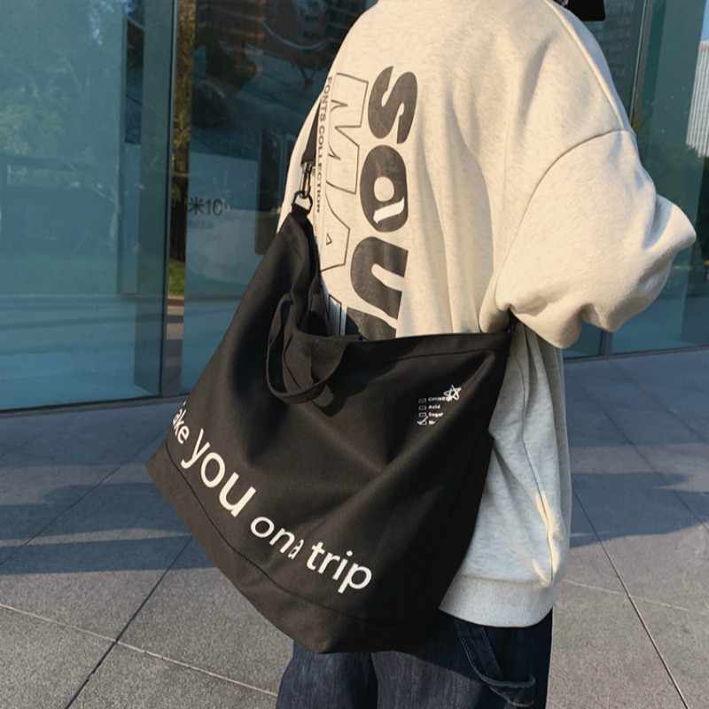 FE2 Ulzzang Vải Thời Trang Hàn Quốc Dung Tích Lớn Nam Đeo Vai & Túi Xách Túi Messenger