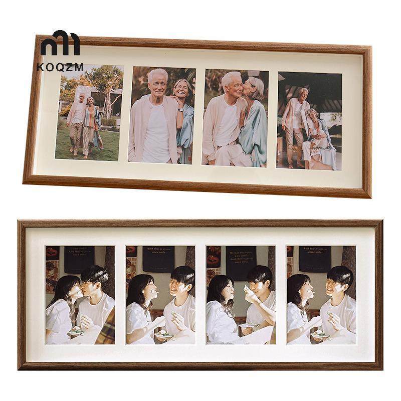 [KOQZM] Khung Ảnh Gỗ 8x20 - Khung Ảnh 8x20 Có Màn Hình Thảm 4 Ảnh 4x6, Khung Ảnh 4x6 Gỗ [Mới]