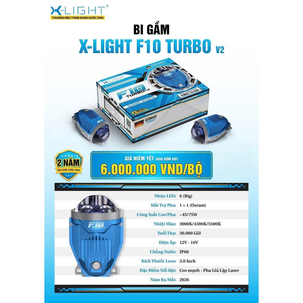 NEW 2026  Bi Led Gầm F10 Turbo V2 2026 - Công suất 45/75w