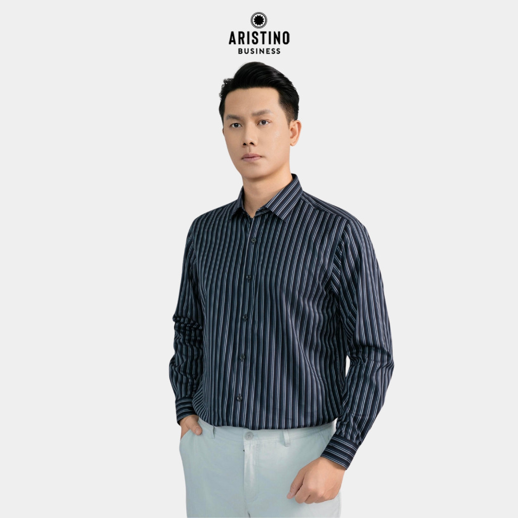 Áo Sơ Mi Nam Kẻ nhỏ ARISTINO BUSINESS form Regular Fit, 100% Cotton thoáng khí, thấm hút mồ hôi tốt 