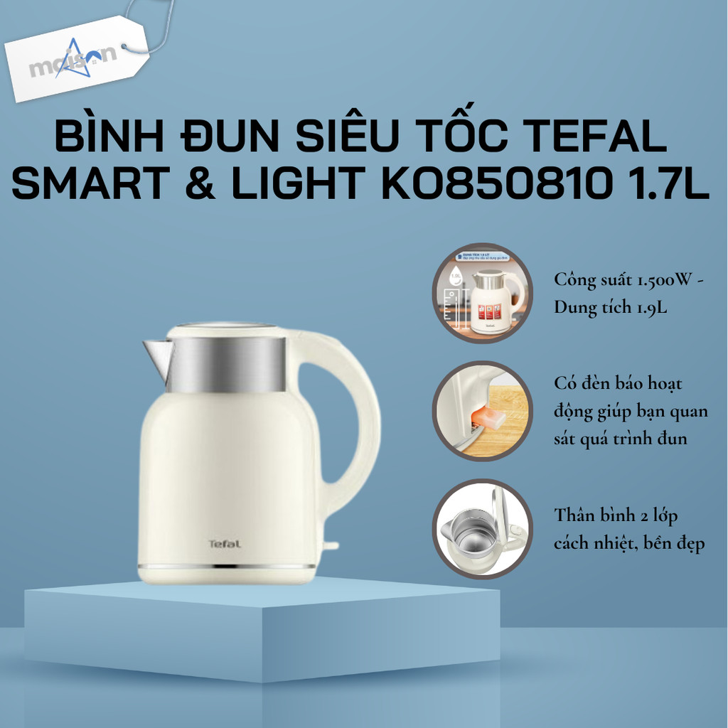 Bình đun | Ấm siêu tốc Tefal Thermo Protect XL KO190AE0 Trắng 1.9L - Bảo Hành 24 Tháng