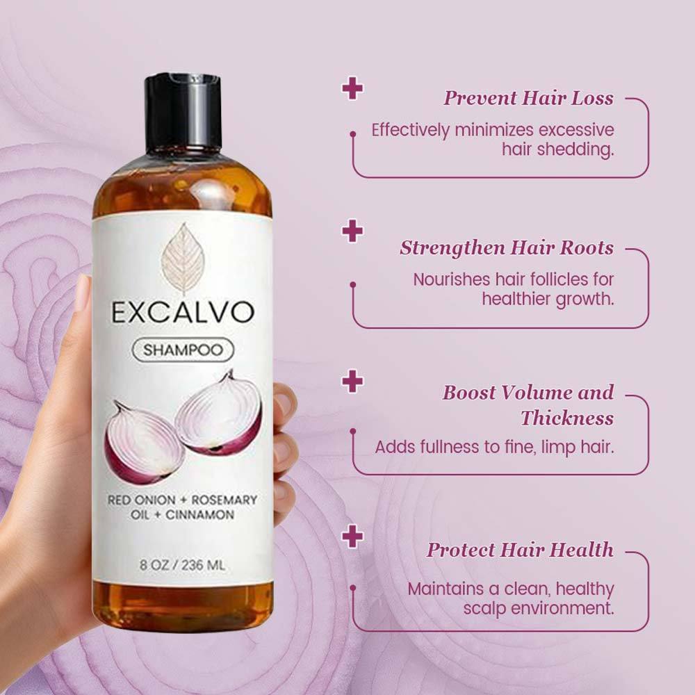 EXCALVO Shampoo With Rosemary Oil 236ml Red Onion Prevent Hair Loss