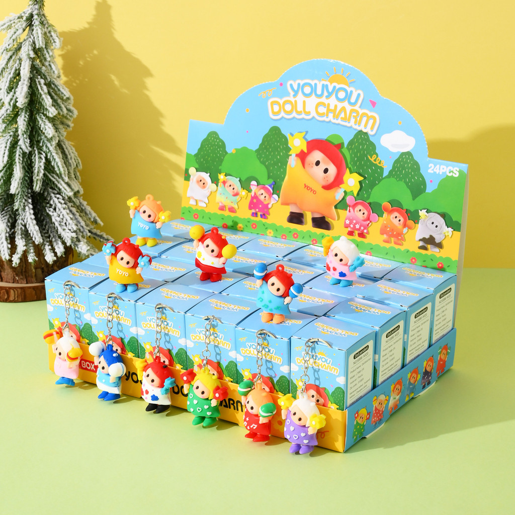 24 Miniso Yoyo Sauce Blind Box Móc khóa dễ thương cho đồ chơi túi xách cho bé gái Hadiah Hari Raya y